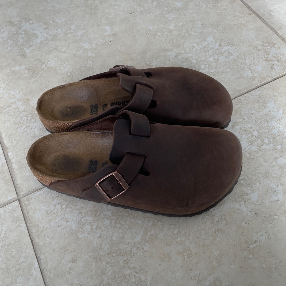 Size 38 Birkenstock Boston - oiled leather, Habana